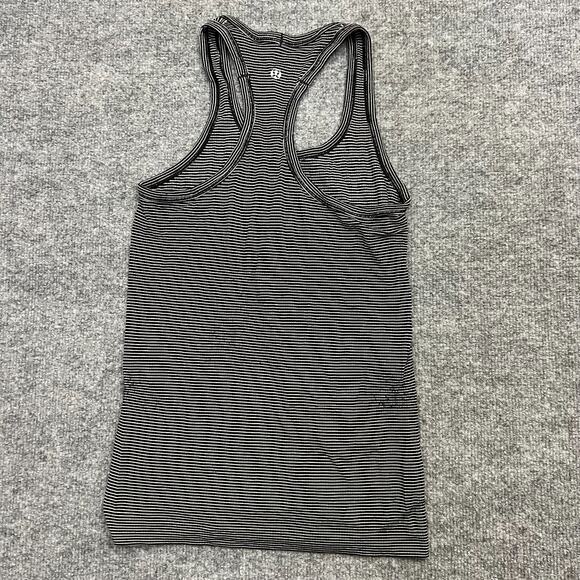 Lululemon Tank Top Womens 4 Black Striped Running Scoop Neck Racerback Pullover - Picture 3 of 10